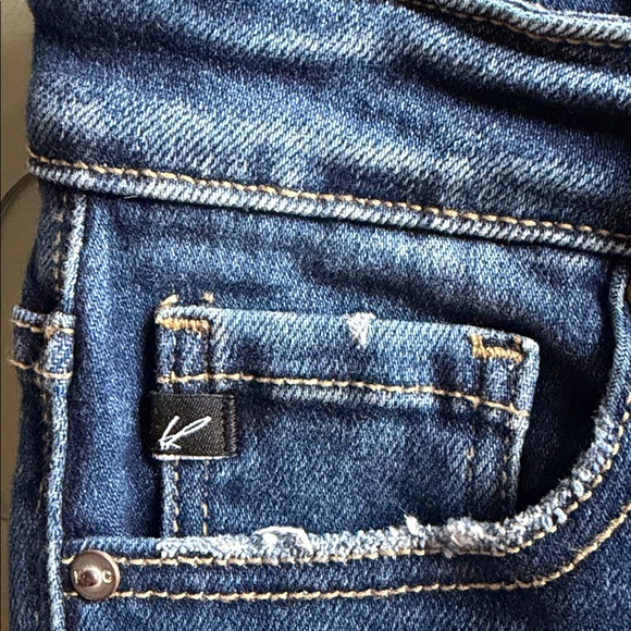 KANCAN Dark Wash Bootcut Jeans Frayed Hem Stretch Size 25 Flare Denim - Picture 12 of 16